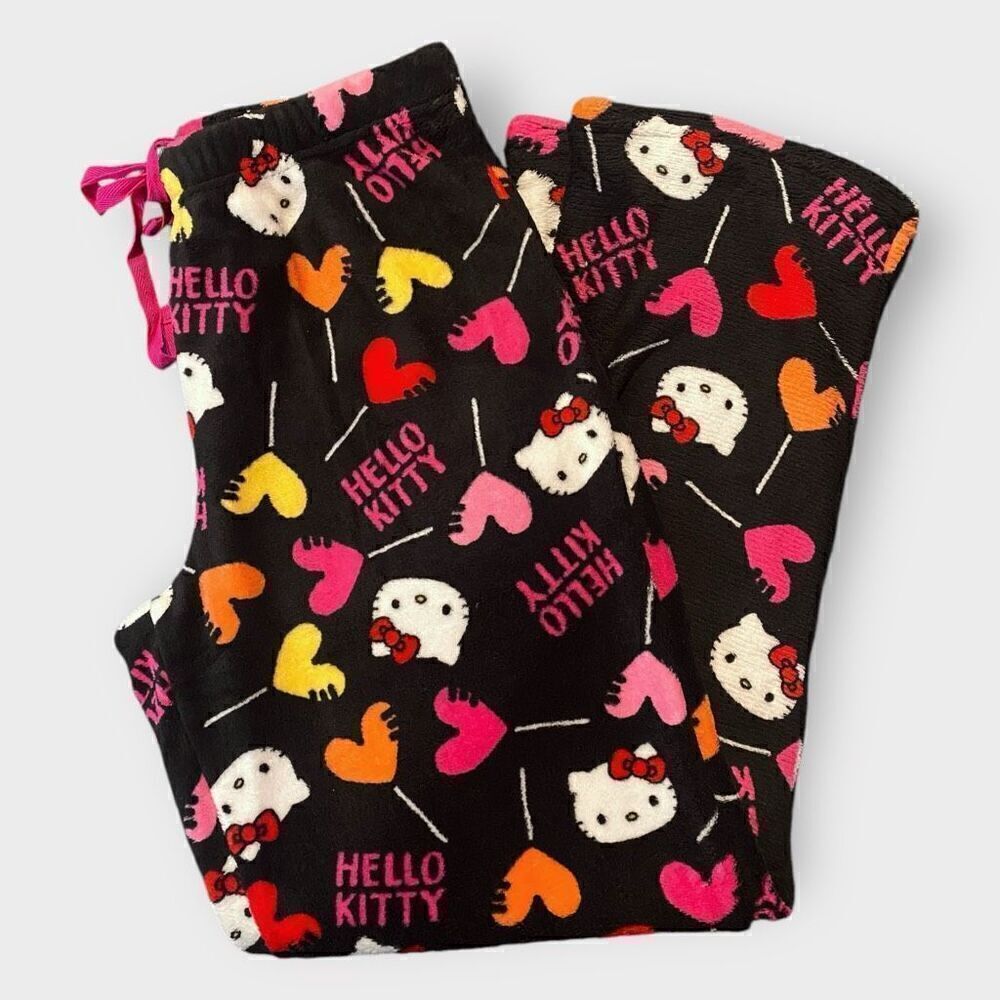 Hello Kitty “Heart Suckers” Fuzzy Soft Touch Pajama Pants Womens size Small